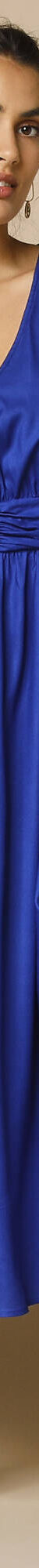 Robe longue unie, ceinture fantaisie (bleu) Robe longue unie, ceinture fantaisie (bleu)